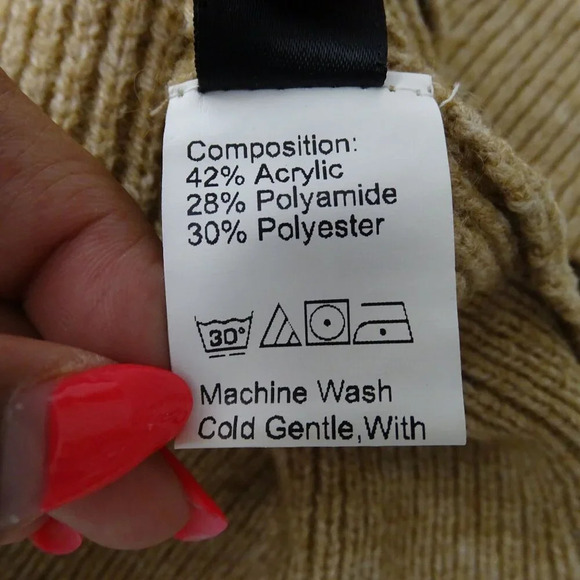 Shein Ribbed Knit Turtleneck Sweater Dress Tunic Women Size S Tan Long Sleeve - Picture 6 of 7